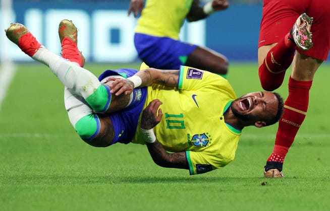Neymar is in danger of falling out after being tackled harshly by the Serbs.