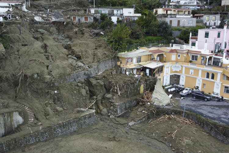 Houses destroyed by the landslide on the island of Ischia.