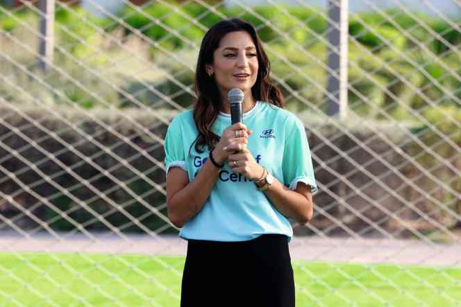 Nadia Nadim in Doha on November 16, 2022, a few days before the start of the FIFA World Cup.