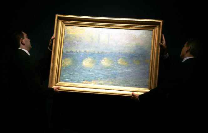 Claude Monet's painting 'Waterloo Bridge, Overcast' on display at Christie's in London, June 2007. The painting was one of the pieces in the Paul Allen collection auctioned on November 9 in New York.  It was sold for $64.5 million.