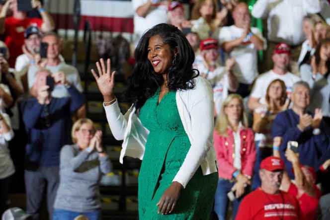 Kristina Karamo, candidate for Secretary of State for the State of Michigan, attends a rally of Donald Trump, in Warren, Michigan, on October 1, 2022. 