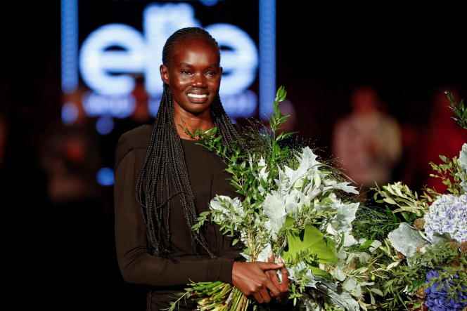 Majda John Peter wins the final of the Elite Model Look of the Year competition, in Prague, on August 31, 2022. 