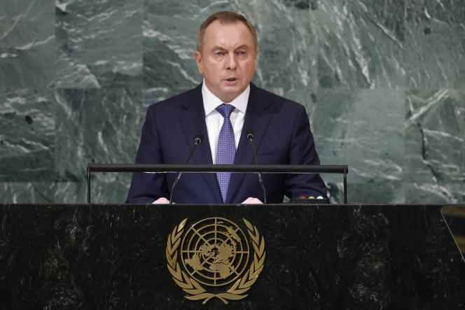 Belarusian Foreign Minister Vladimir Makei at the UN headquarters on September 24, 2022.