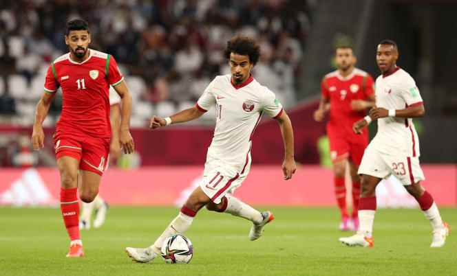Akram Afif during the Arab Cup, in Doha, Qatar, December 3, 2021. 