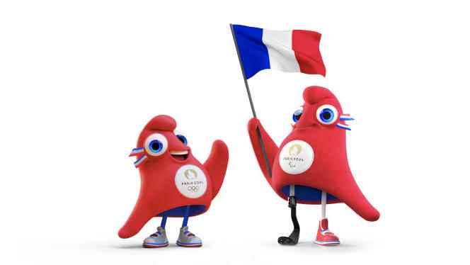 Les Phryges, the mascots of the Paris 2024 Olympic and Paralympic Games. 