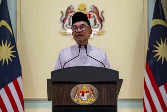 Malaysia's new Prime Minister Anwar Ibrahim during a press conference at his office in Putrajaya on November 25, 2022.