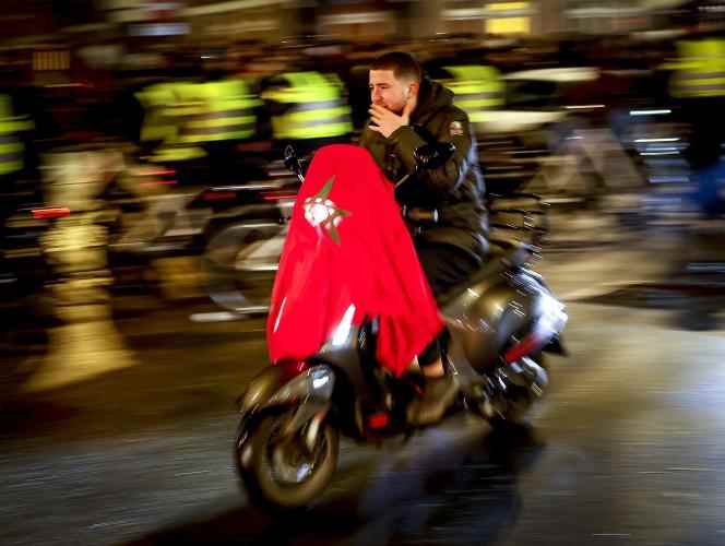 A Moroccan supporter in the streets of The Hague, December 6, 2022.