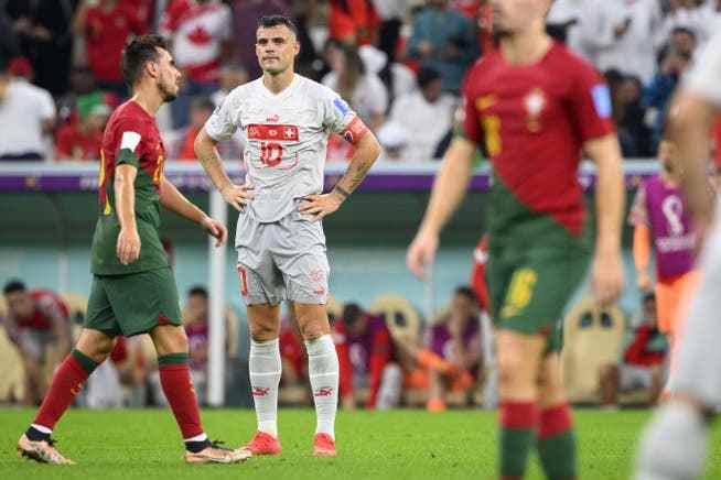 Exhausted and promised too much again: Granit Xhaka after the end of the Portugal game.