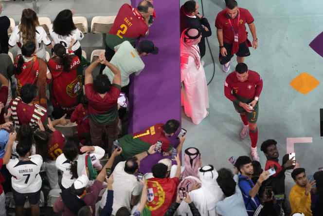Cristiano Ronaldo leaving the field after the match between Portugal and Switzerland, at the Lusail stadium, in Qatar, on December 6, 2022. 