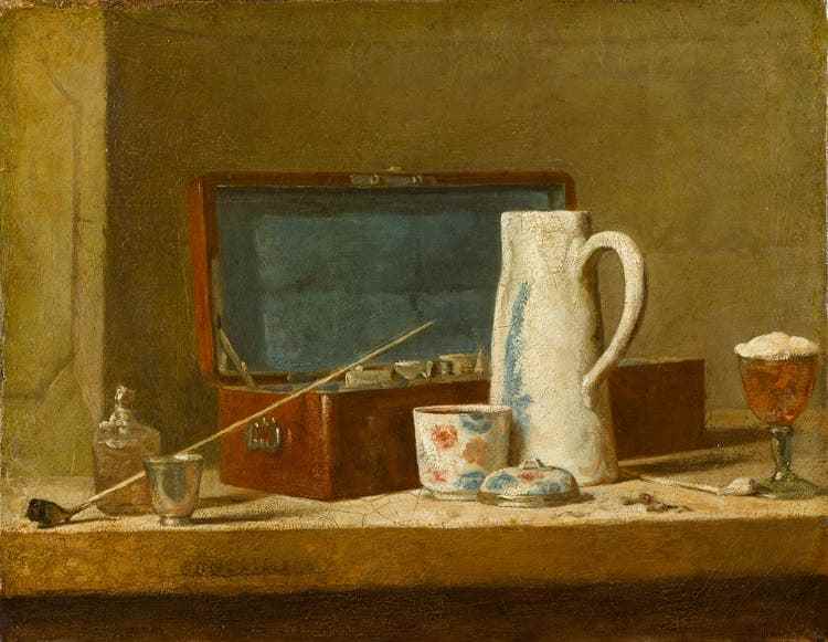 Jean-Baptiste Chardin: «Pipe and drinking vessels», around 1760-63.
