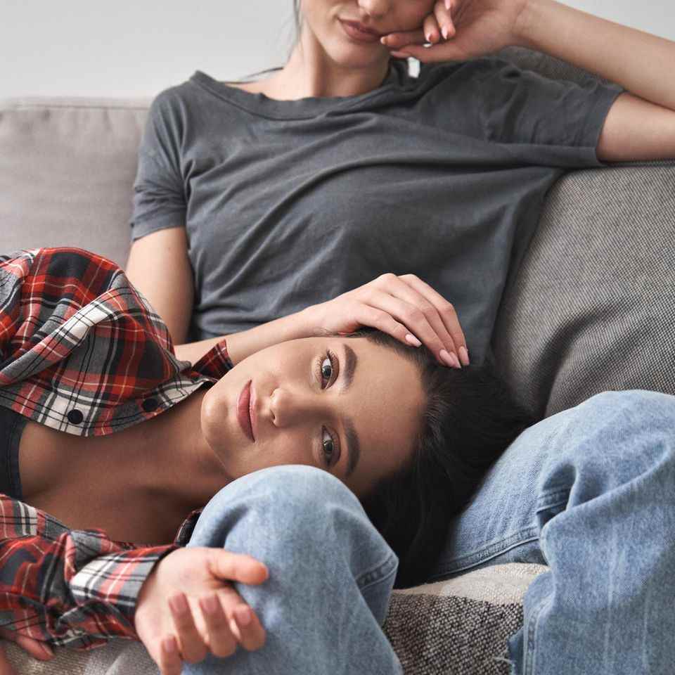 Love Languages: Couple lying on sofa