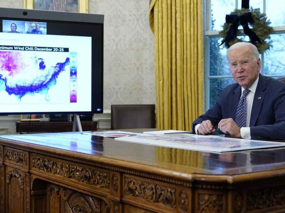 US President Joe Biden at his desk