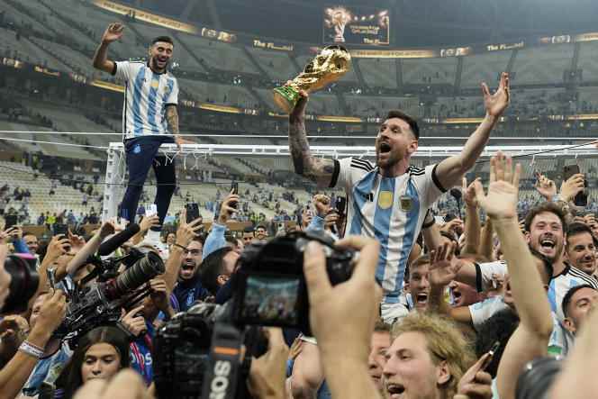 Lionel Messi and Argentina celebrate their victory against the French team, at the Lusail stadium, in Qatar, on December 18, 2022.