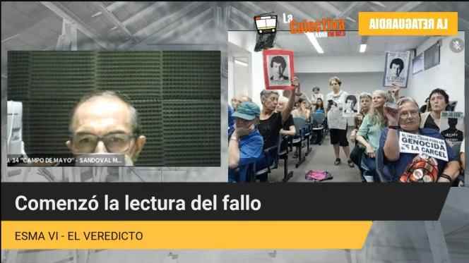 Screen capture of the broadcast of the reading of the verdict in the trial of Mario Sandoval, by the La Retaguardia website, December 21, 2022.