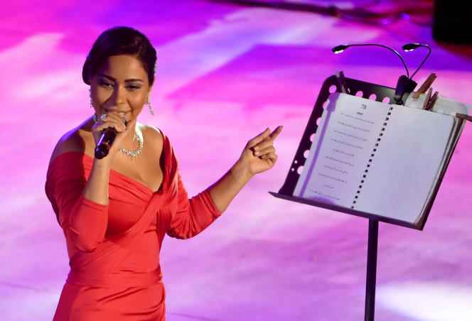 Egyptian singer Sherine Abdel Wahab at the Roman Theater in Carthage on July 28, 2017.