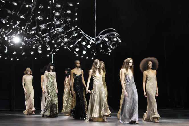 The finale of the fashion show for the women's ready-to-wear collection unveiled by Celine at the Wiltern Theater in Los Angeles.