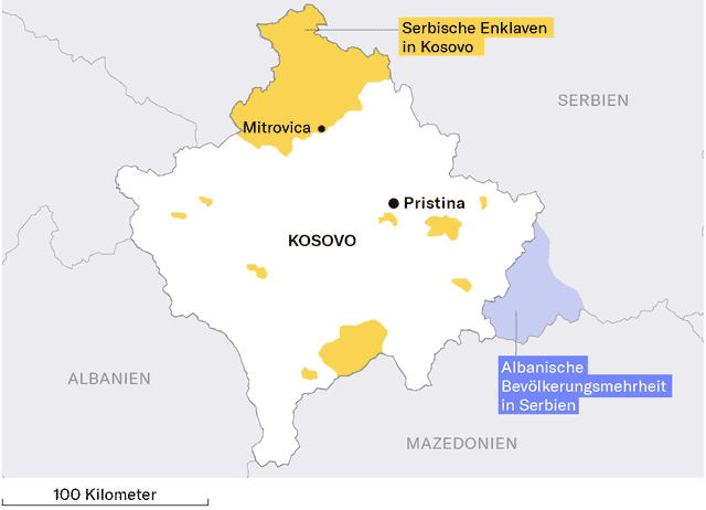 Ethnic settlement areas in and around Kosovo