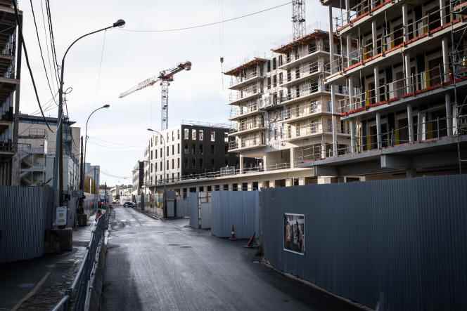 Construction in progress of the 2024 Olympic Games athletes' village, rue Ampère, in Saint-Denis (Seine-Saint-Denis), Monday November 28, 2022.