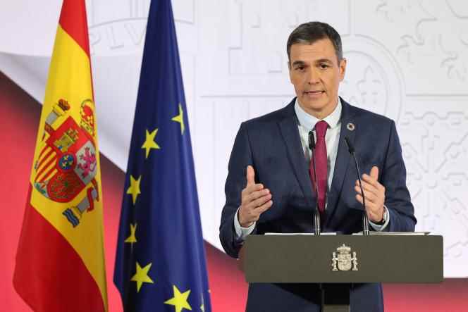 Pedro Sanchez during his press conference in Madrid on December 27, 2022.