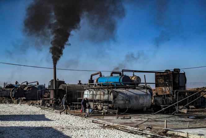 Oil storage near the town of Al-Qahtaniyah in northeastern Syria on December 18, 2022. 