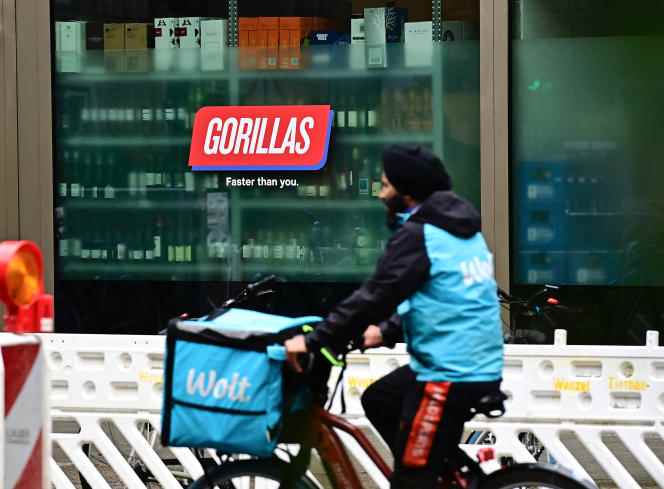 A Gorillas delivery man in Berlin on July 8, 2021.