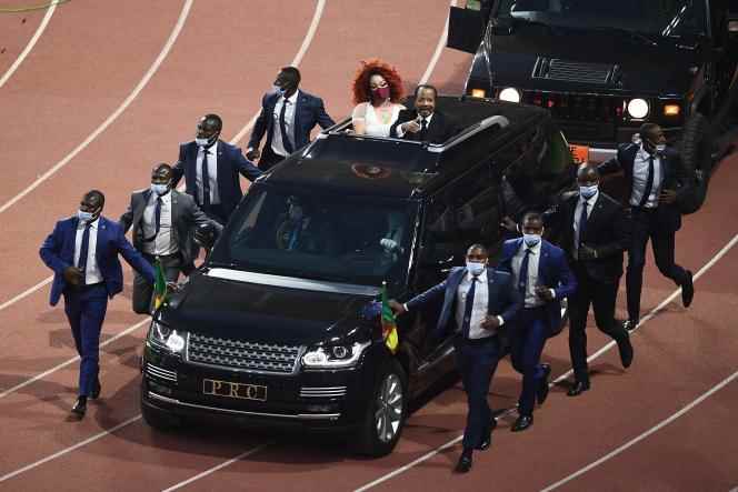 Paul and Chantal Biya, during the final of the African Cup of Nations, February 6, 2022, in Yaoundé.