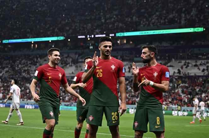 The joy of the Portuguese Gonçalo Ramos, author of a hat-trick against Switzerland, Tuesday December 6, 2022.