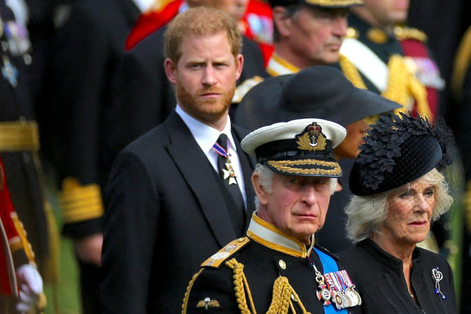 Prince Harry, King Charles and Queen Camilla