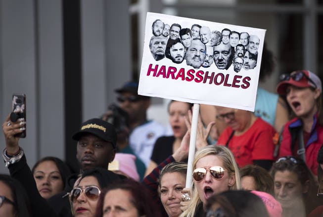 Protesters at a 2017 #MeToo rally in California.