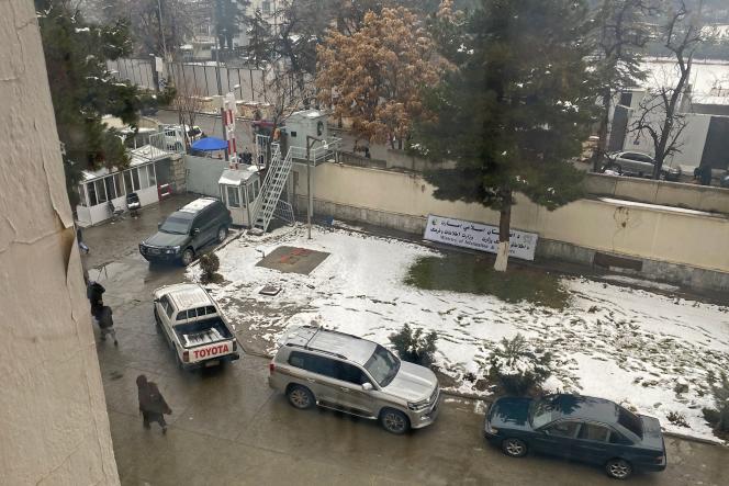 View of the entrance to the Afghan Ministry of Culture and Information in Kabul on January 11, 2022. It is located near the Ministry of Foreign Affairs hit the same day by a suicide attack claimed by the Islamic State organization .