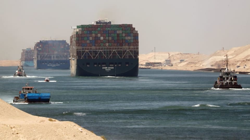 Ships on the Suez Canal.