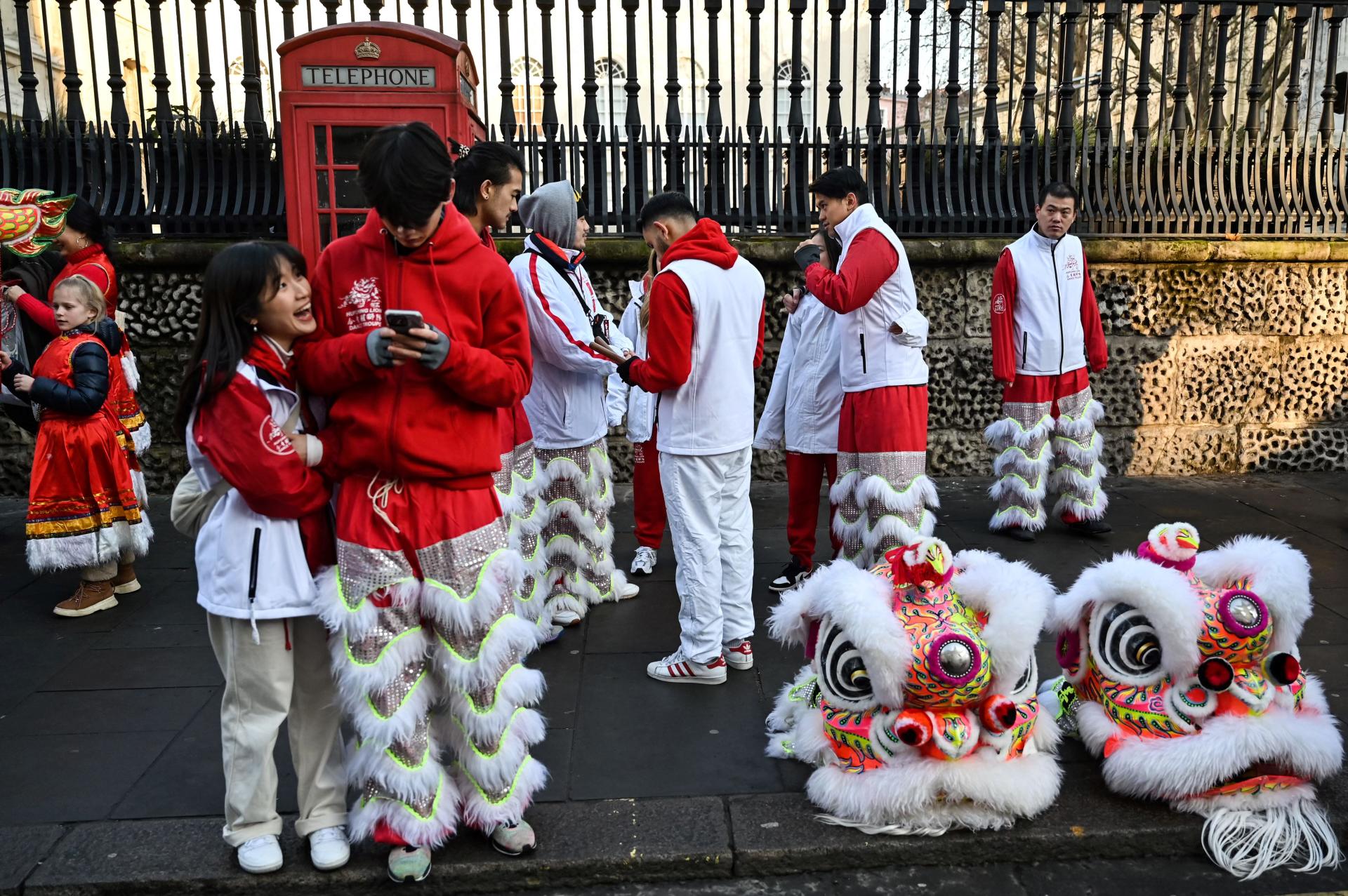 Preparations for the parade celebrating the Chinese Lunar New Year of the Rabbit, in central London, on January 22, 2023.