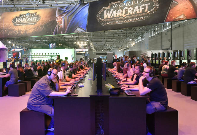 A space devoted to “World of Warcraft” at Gamescom in Cologne, in 2019.