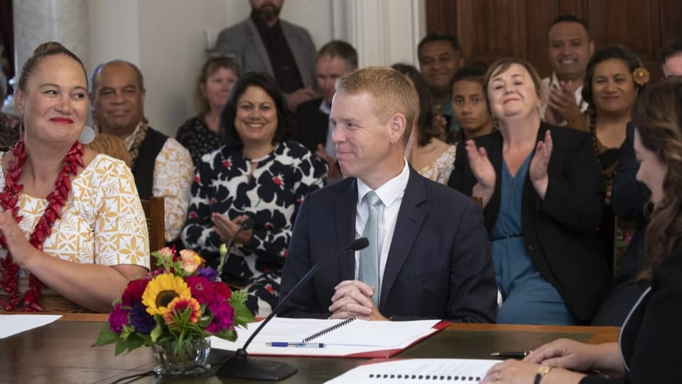 Chris Hipkins during his inauguration ceremony. 