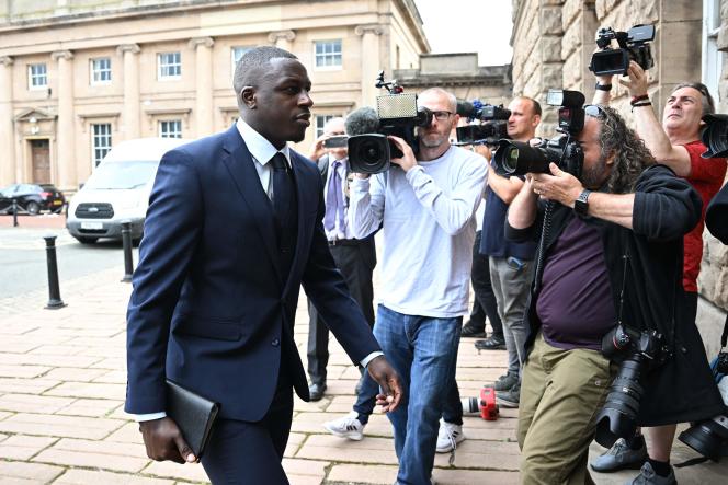 Benjamin Mendy, upon his arrival at the court in Chester (England), August 15, 2022, at the opening of his trial.
