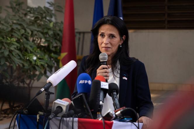 Chrysoula Zacharopoulou, French Secretary of State in charge of the development of the Francophonie and international partnerships, during the press conference in Ouagadougou, January 10, 2023.