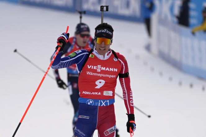 Quentin Fillon Maillet, second in the pursuit of Pokljuka, in Slovenia, Saturday January 7, 2023.