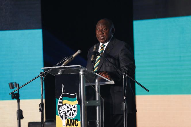 South African President Cyril Ramaphosa during a speech in Bloemfontein, January 7, 2023.