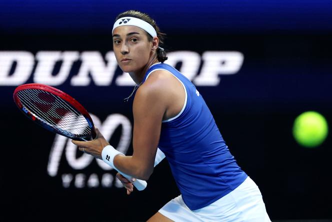 Caroline Garcia during her match against Argentina's Nadia Podoroska for the United Cup on December 30, 2022 in Perth. 