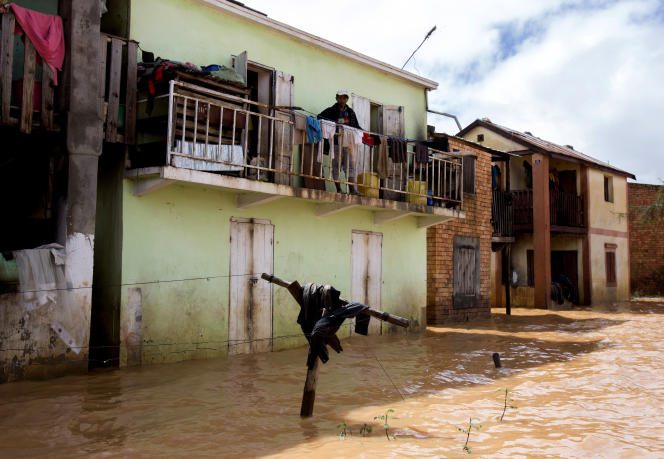 A flooded street in Antananarivo, January 28, 2023.