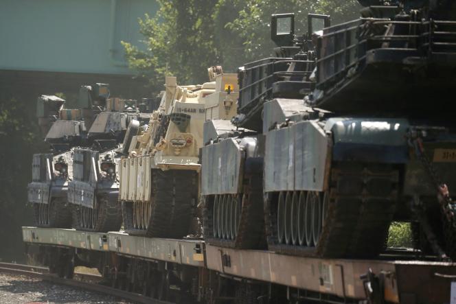 American Abrams M1 tanks, in Washington, in July 2019.  