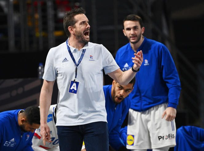 Coach Guillaume Gille during the match for third place between France and Spain (29-35 defeat), on January 31, 2021, in Cairo, during the World Cup in Egypt.