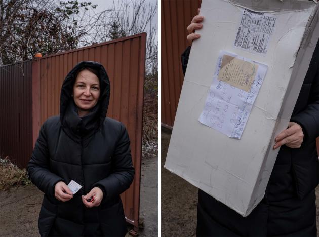 Olya, 44, sent shoes to a destitute family in Ukraine.  The package returned because there were no more recipients at the address indicated.  Here in Yasnohorodka on January 6, 2023.