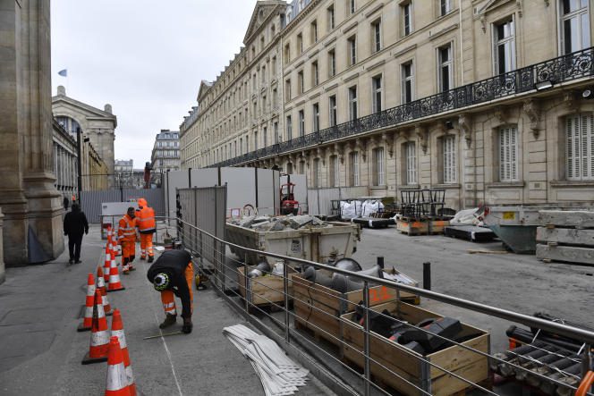 An alley being renovated at the Gare du Nord in Paris on February 3, 2023.