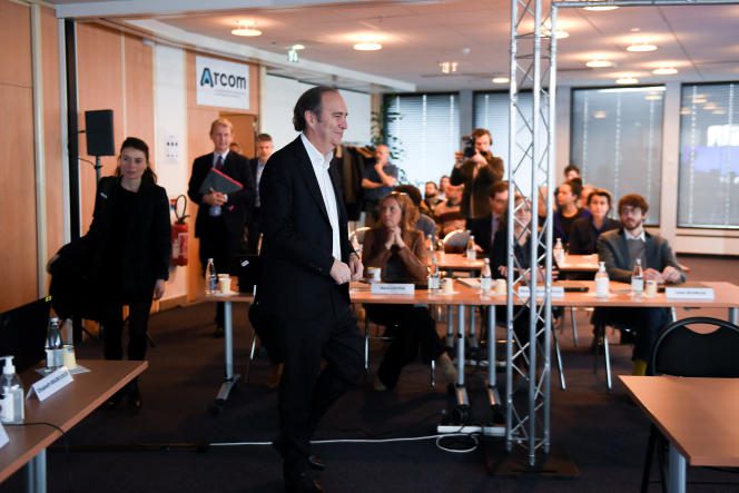 Xavier Niel in front of Arcom, in Paris, on February 15, 2023.
