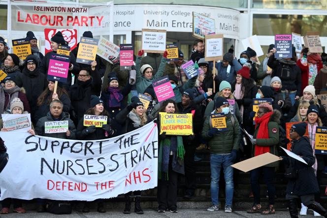 Demonstration of nurses, in London, on January 18, 2023.