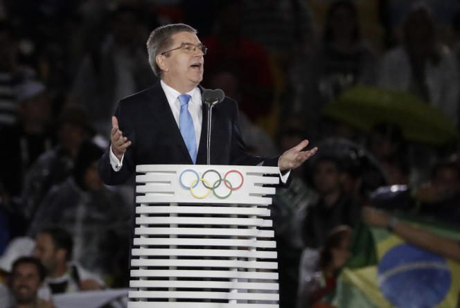 International Olympic Committee President Thomas Bach at the closing ceremony of the Olympic Games in Rio de Janeiro, Brazil, August 21, 2016. 