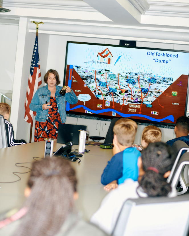 Students learn about different waste disposal methods in Grove City, Ohio on Sept. 30, 2022. 