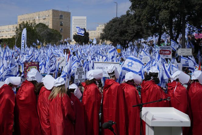 Demonstration against the justice reform wanted by Binyamin Netanyahu, in Jerusalem, February 13, 2023.