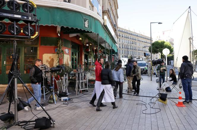 Filming of the “Infiltré(e)” series (France 2), in Marseille, on November 11, 2022.